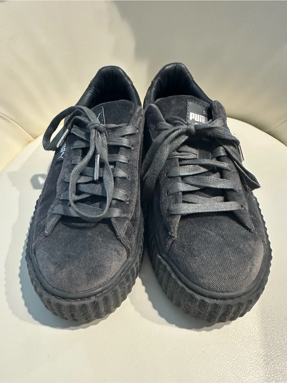 Puma Women's Gray Low-Top Suede-Style Sneakers